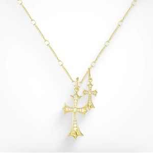 BRAND NEW! Gold Double Cross Me Necklace from Evryjewls.